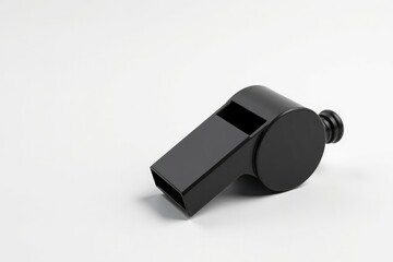 Classic black plastic whistle, clean white backdrop , black, isolated