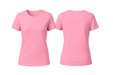 Pink Women's T-Shirt Mockup – Front & Back Views on White Background, High-Resolution Apparel Template