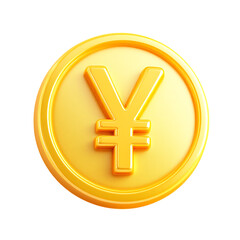 Obraz premium 3D rendering of a gold coin with Yen symbol.