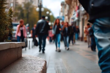 Obraz premium People Walking on City Street