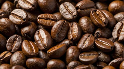 Obraz premium Close-up of Roasted Coffee Beans with Rich Brown Texture 21