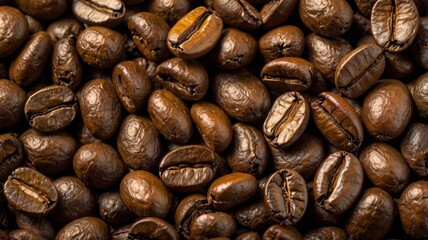 Fototapeta premium Close-up of Roasted Coffee Beans with Rich Brown Texture 12
