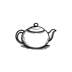 Hand-drawn teapot in sketch style  