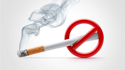 Verbotsschilder mit durchgestrichener Zigarette und Rauch als Symbol f&uuml;r Rauchverbot. K&uuml;nstliche Intelligenz KI