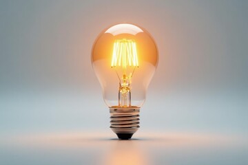Single lightbulb against pure white background, progress, technology, innovation