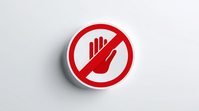 Sicherheitszeichen mit durchgestrichenem Handsymbol als Verbotsschild. K&uuml;nstliche Intelligenz KI