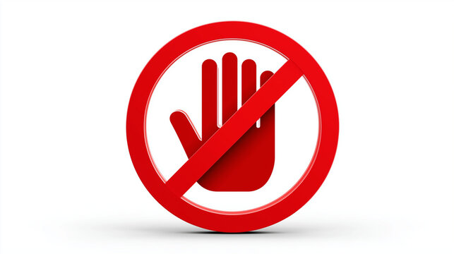 Sicherheitszeichen mit durchgestrichenem Handsymbol als Verbotsschild. K&uuml;nstliche Intelligenz KI