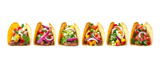 Pack of Nacho in Five Different Poses Against Transparent Background for Snack Branding, Mexican Cuisine Promotion, or Food Design Projects