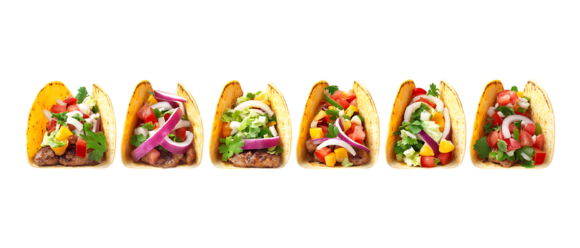 Pack of Nacho in Five Different Poses Against Transparent Background for Snack Branding, Mexican Cuisine Promotion, or Food Design Projects