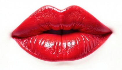 Fototapeta premium Intensely pigmented red lip swatch against stark white , minimal, lip swatch