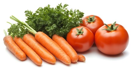Organic Veggie Close-Up Featuring Tomatoes, Carrots, Pepper, and Parsley