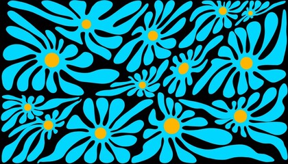 Abstract background. A floral pattern that appears to radiate electric-like energy, with freely flowing petals that evoke a sense of movement and liveliness.