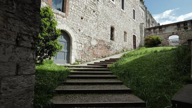 Brescia, Lombardy, Italy - April 24, 2025 - Views of the medieval castle