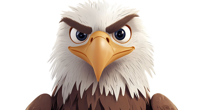 A fierce cartoon eagle with a bold expression.