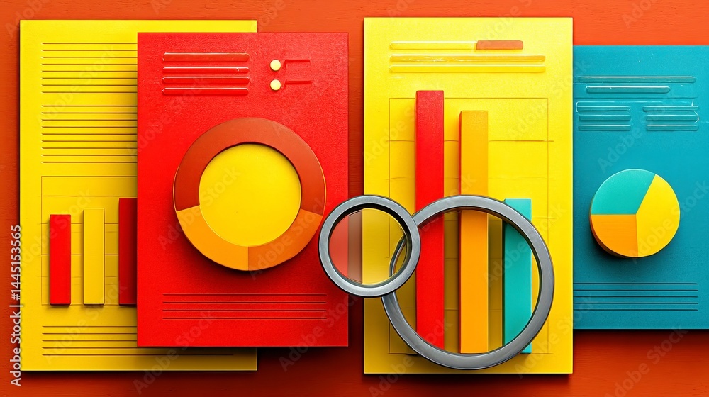 Poster vibrant ux testing concept, dynamic user interface exploration with bold primary colors, engaging an