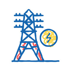 electrical tower color icon vector flat illustration