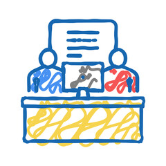 people chatting computer messager icon doodle illustration