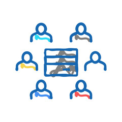 people communicate throguh server icon doodle illustration