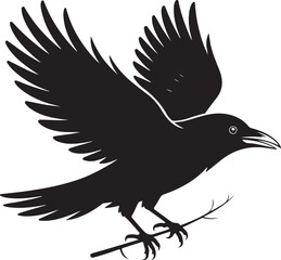 A cute Mourning Dove bird for log silhouette black Vector art illustration