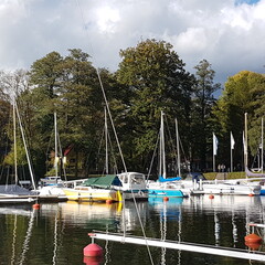 Sailboats on Scharmuetzelsee in Germany 