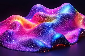 Luminous, undulating, multicolored 3D mesh