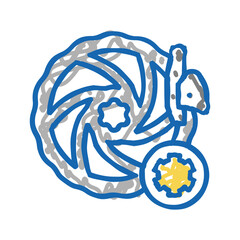 brake pads and disc brakes cleaning and adjustment icon doodle illustration