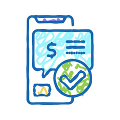 message approved payment icon doodle illustration