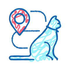 cat location information icon doodle illustration
