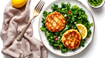 Delicious Pan-Fried Salmon Cakes with Kale Salad Recipe