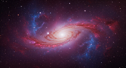 Spiral galaxy with vibrant colors and swirling dust clouds in deep space