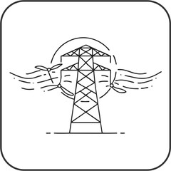 Power Tower with Wind Turbines Eco Energy Vector Icon