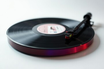A single turntable vinyl record spinning on white , sound equipment, audio equipment, record