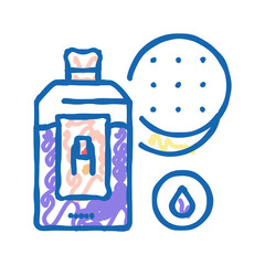 nail polish remover and cotton pad icon doodle illustration