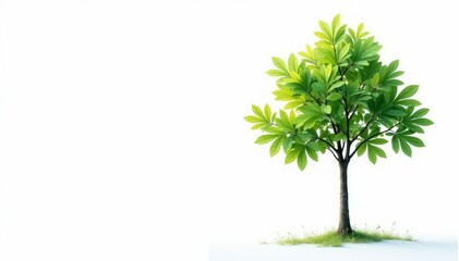 Obraz premium Lone sapling, delicate leaves, white backdrop, leaf, sapling
