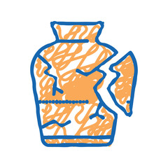 damaged vase icon doodle illustration