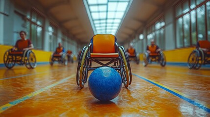 Wheelchair athletes focus on their game as they prepare for an exciting match
