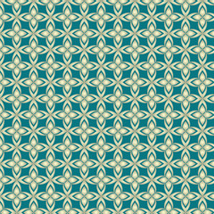 Print Blue green cream color Abstract Seamless repeating pattern textured geometric floral background vector Arabic modern simple wallpaper, tile , graphic element for wallpaper, fabric, textile cards