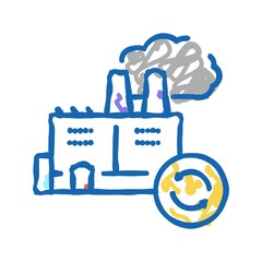 garbege recycling factory icon doodle illustration