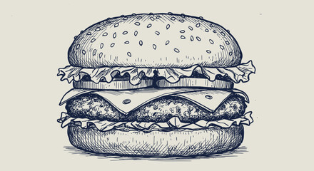 "Hand Drawn Vector Illustrations of Animals, Sea Creatures, Fruits, and Fast Food in Bold Ink Style