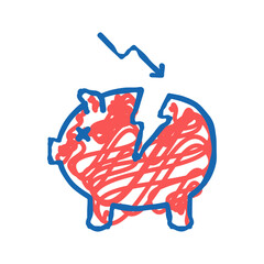 damaged money box icon doodle illustration
