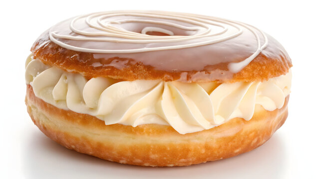 Cream filled doughnut creams coming out high cla