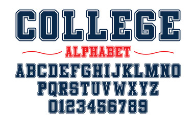 Editable typeface vector. College sport font in American style for football, baseball or basketball logos and t-shirt.