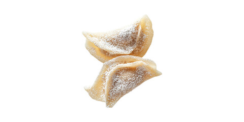 Fototapeta premium Two Powdered Dumplings. Culinary Delight And Asian Cuisine Concept Isolated On Transparent Background