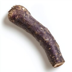 Closeup of a Single Dark Purple Root Vegetable on White Background