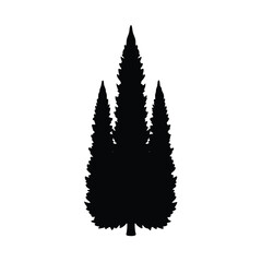Black Cypress Tree Silhouettes Vector Collection