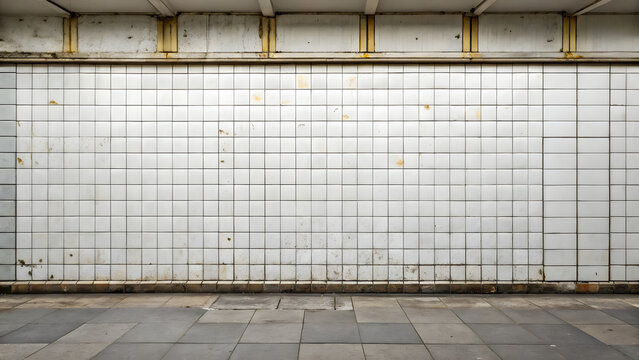 Dirty wall covered with the same white til