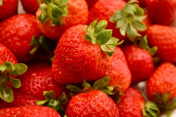 Close-up of strawberries in a white bowl – seasonal freshness and natural goodness.