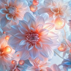 Obraz premium Soft Pastel Floral Arrangement with Ethereal Glow and Light Effects