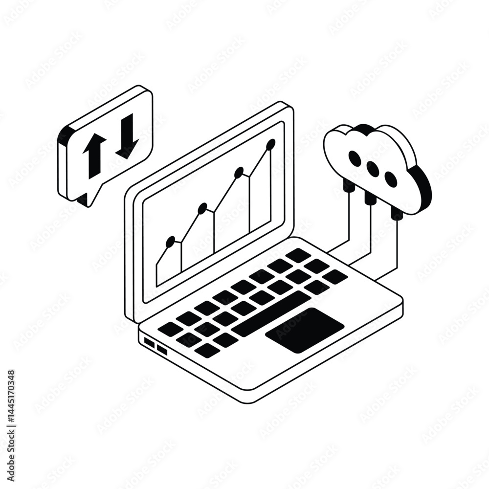 Wall mural have a look at this isometric icon denoting cloud computing concept