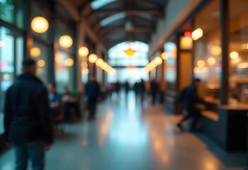 Fototapeta premium Generative AI Abstract Blurred Interior Scene with People and Lights